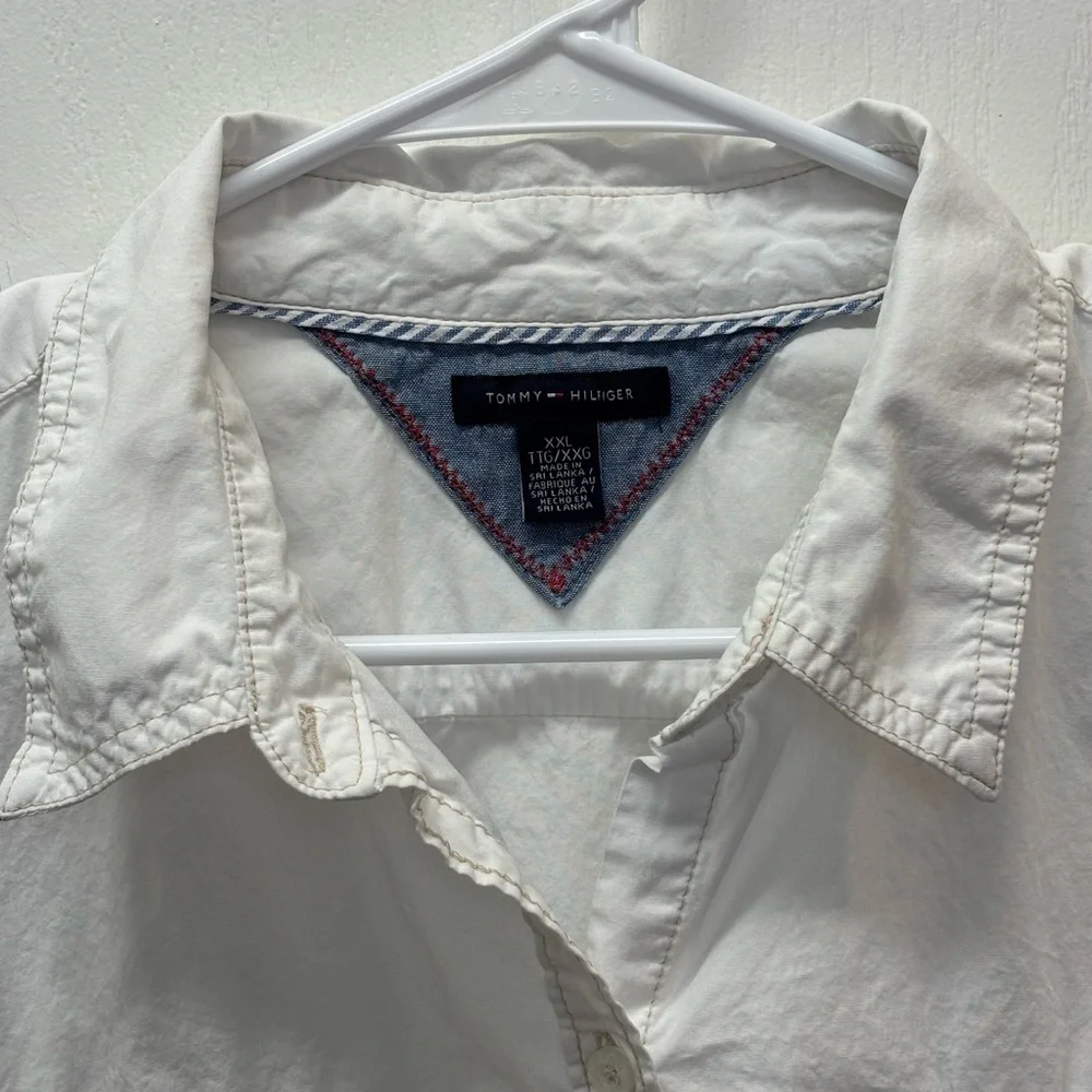 Unisex Tommy Hilfiger White Collared Button-Front Shirt Size XXL - Picture 3 of 11